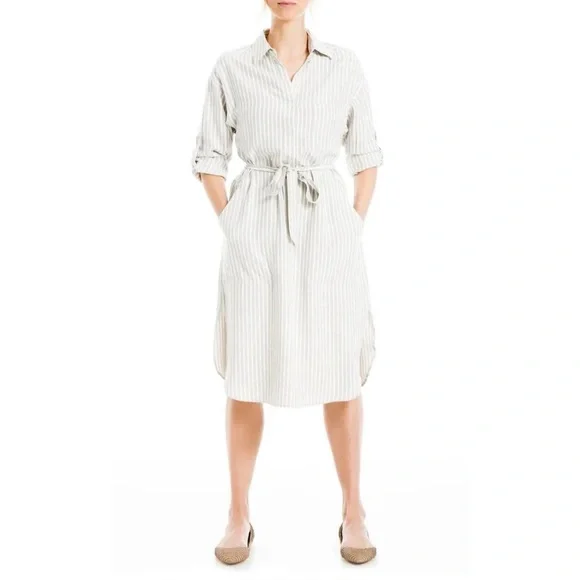 muse by marchesa hydrangea a-line sweetheart neckline linen blend dress Hydrangea Off The Shoulder Linen Dress – MAROTTA main image 1